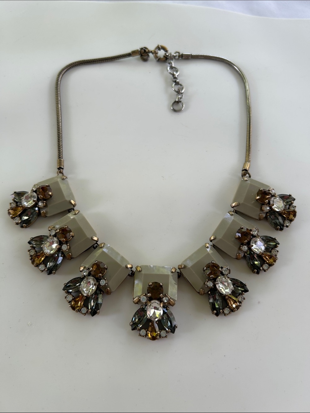 J. Crew Enamel & Rhinestone Cluster Statement Necklace